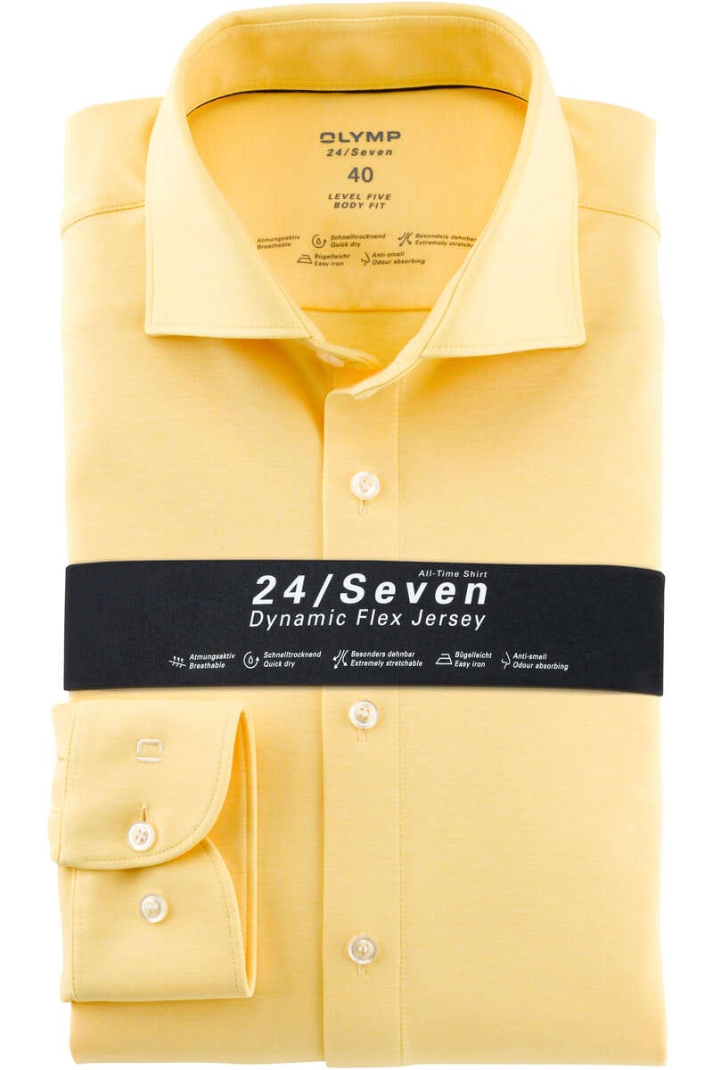OLYMP Level Five 24/Seven Dynamic Flex Body Fit Jersey shirt geel, Faux-uni
