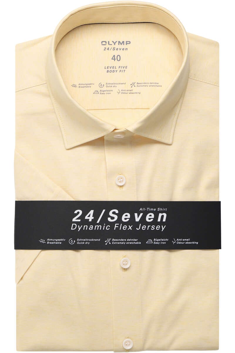 OLYMP Level Five 24/Seven Body Fit Jersey shirt geel, Effen