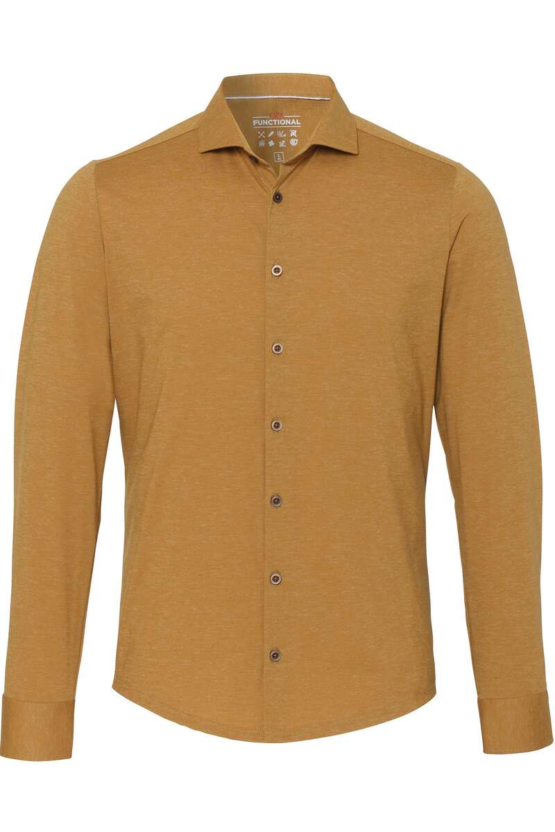 Pure Functional Slim Fit Jersey shirt donkergeel, Effen