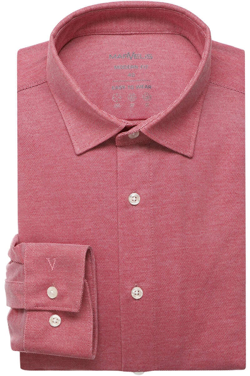 Marvelis Modern Fit Jersey shirt rood, Gestructureerd