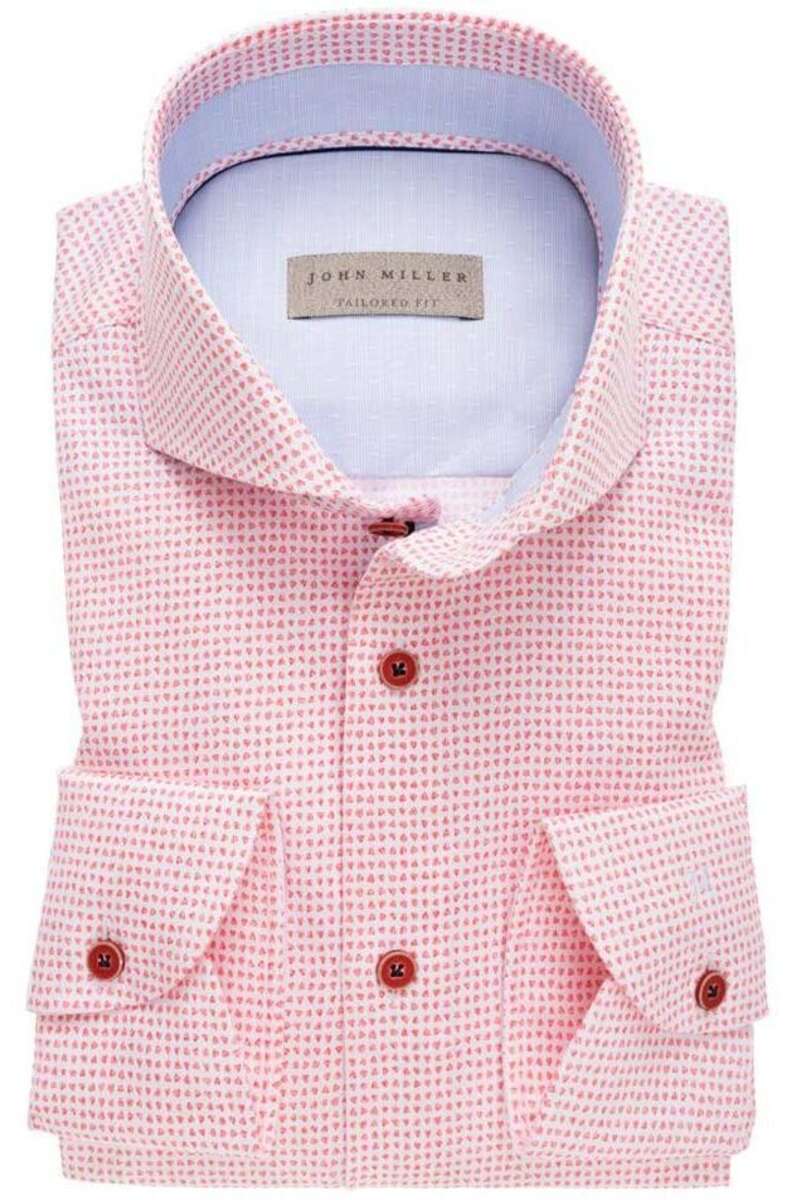 John Miller Tailored Fit Overhemd roze, Motief