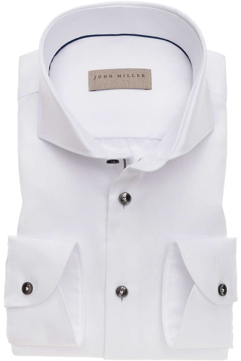 John Miller Slim Fit Overhemd wit, Effen